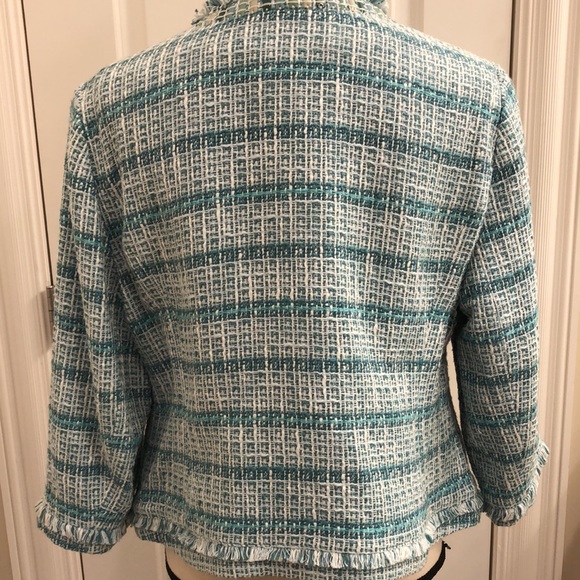 Embellished Chico’s Size 2-US 12/14 Tweed Jacket - Picture 5 of 7